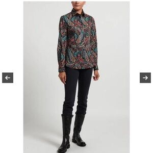Etro Paisley Long-Sleeve Blouse - Teal, Burgundy, Black